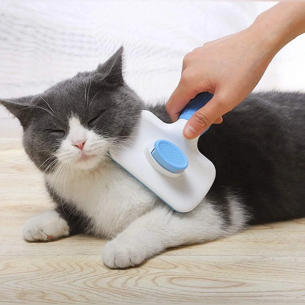 Blue and White Pet Grooming Brush